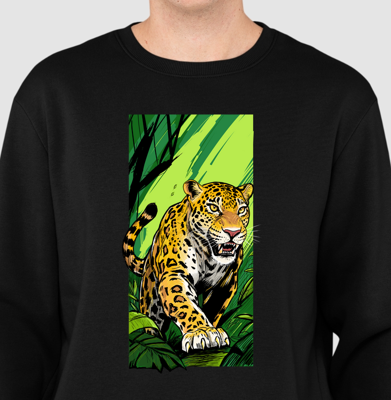 Suéter Moletom Onça-Pintada na Mata