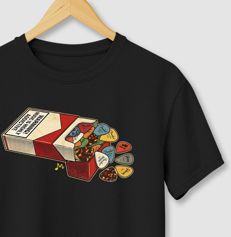 "Warning: Music is Highly Addictive" – Estampa Pack de Palhetas