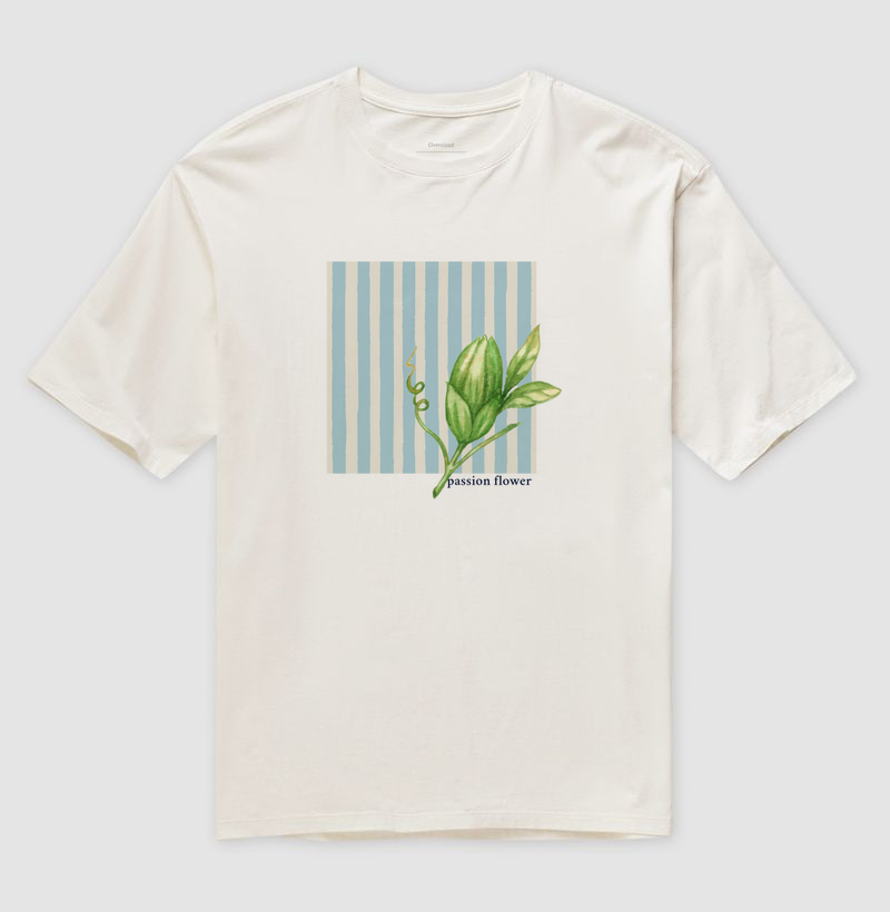 T-shirt flor de maracujá listrado