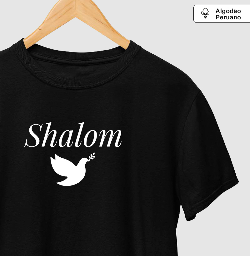 Camiseta Shalom – Paz, Completude e Harmonia em Design Minimalista