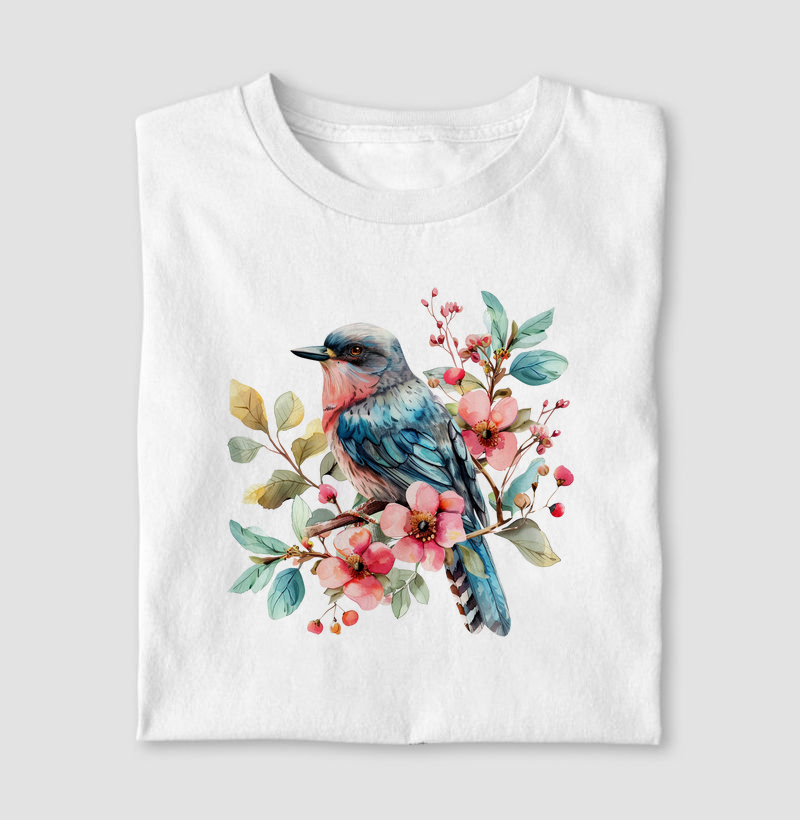 Camiseta Pássaro Aquarela