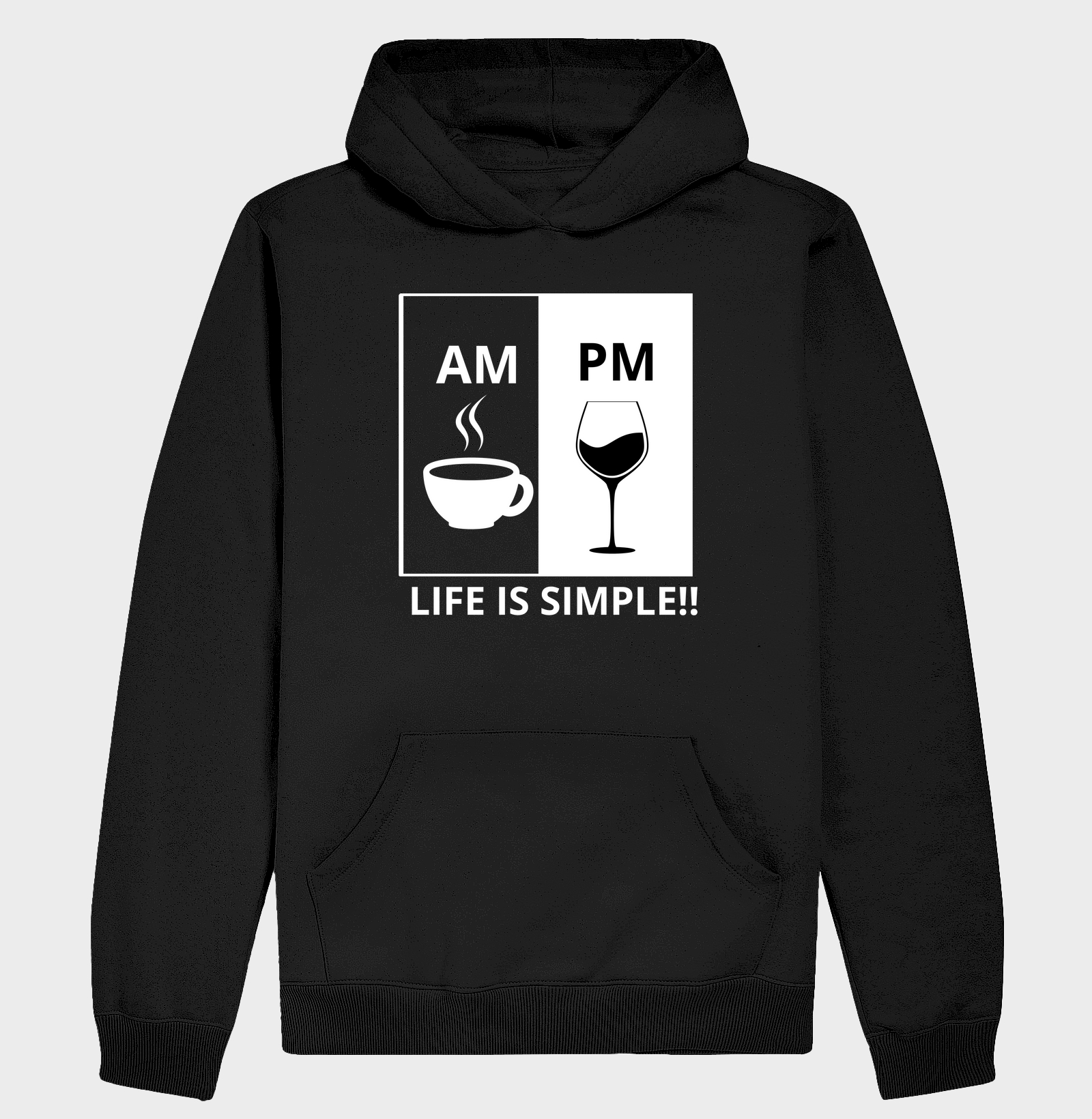 AM Café PM Vinho - Life is simple! - Preta