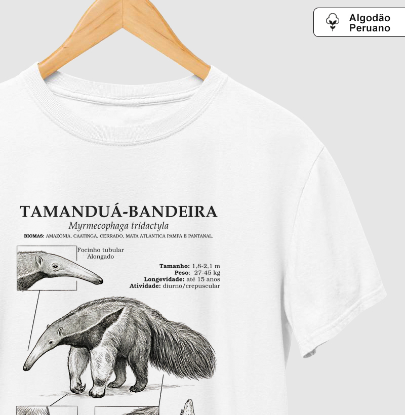 Camiseta Prime Tamanduá-Bandeira Vintage - Coleção Enciclopédia Tropical