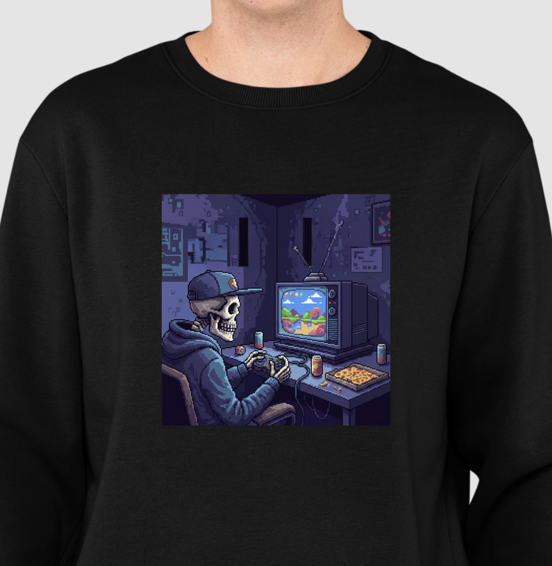 Suéter Moletom Caveira Gamer Reset8Bit