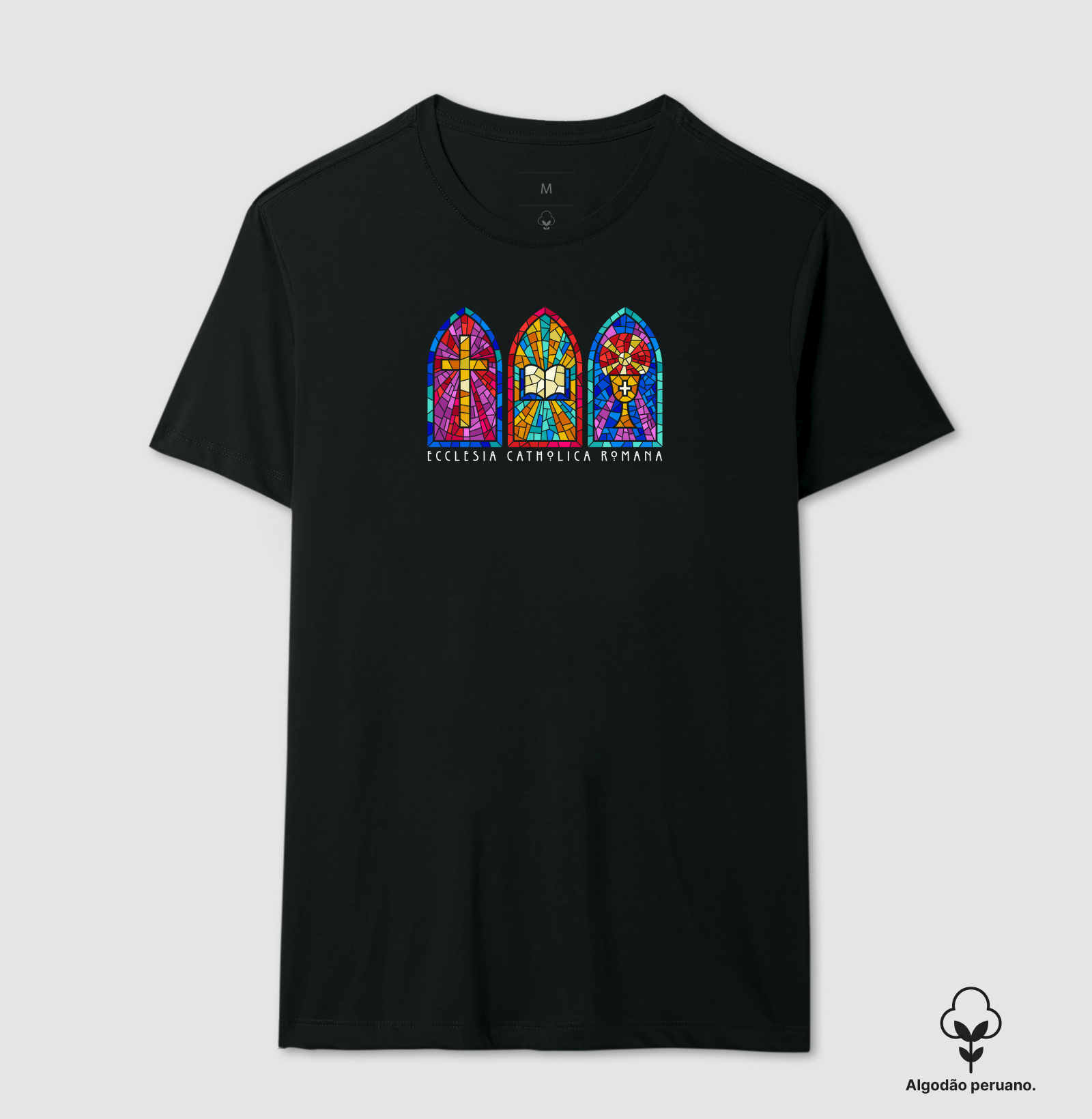 Estampa Vitrôs Católicos Preta Masc.