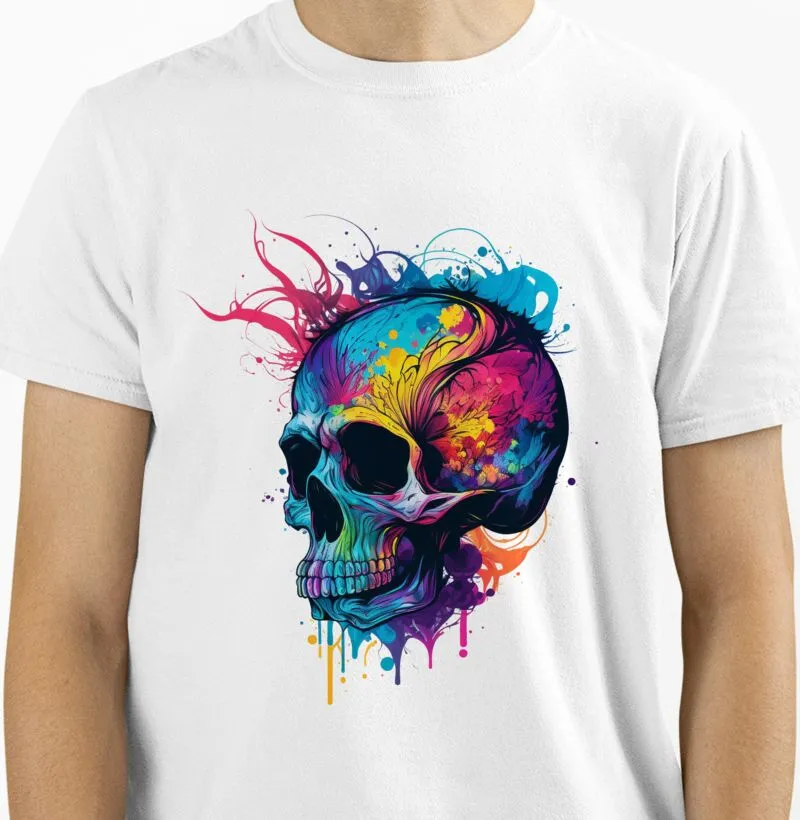 Caveira perfil colorida tinta