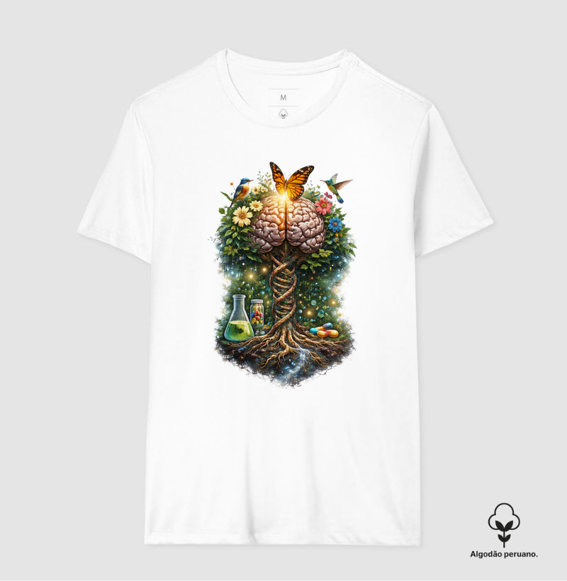 Camiseta "Neuro-Ecossistema: A Raiz do Saber".