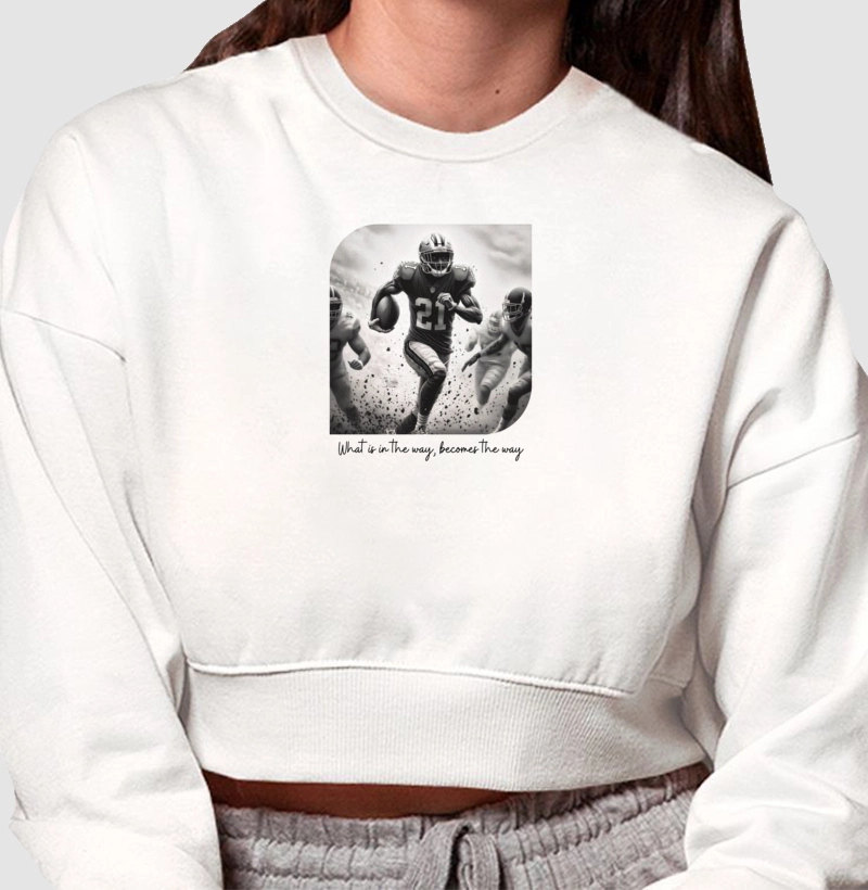 Moletom cropped branca "What is in the way..."