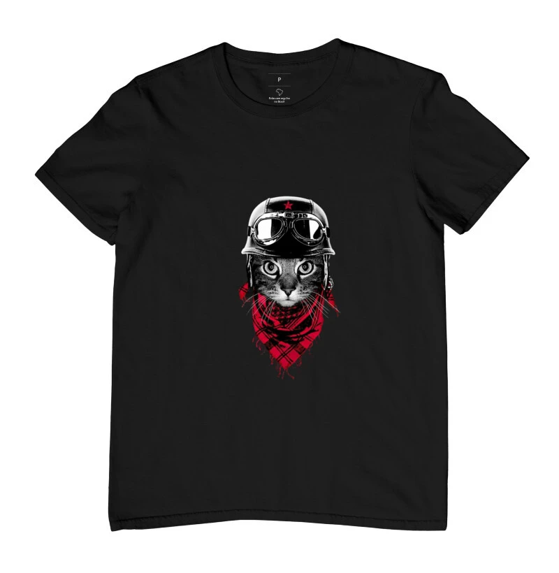 Caniseta masculina gato motoqueiro 