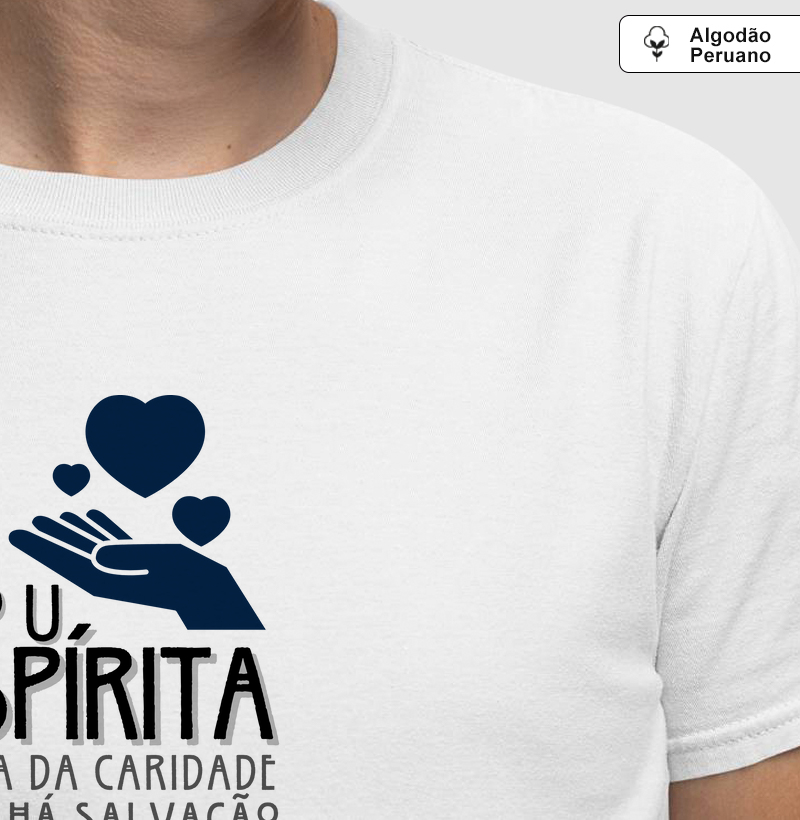 Estampa Sou Espírita Corações Branco Masc.