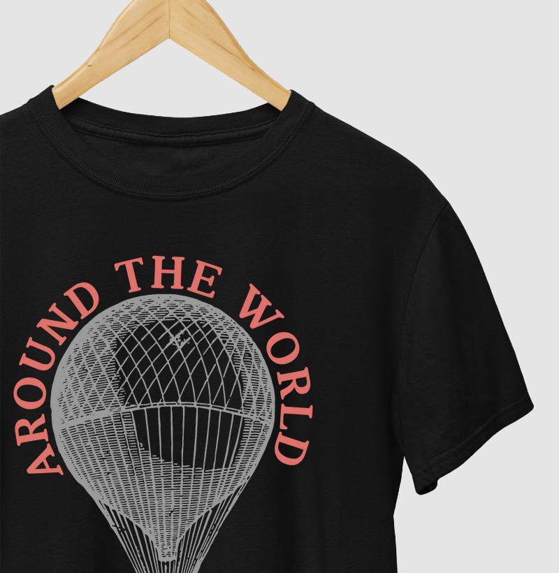 Camiseta Steampunk - Around the World - Júlio Verne