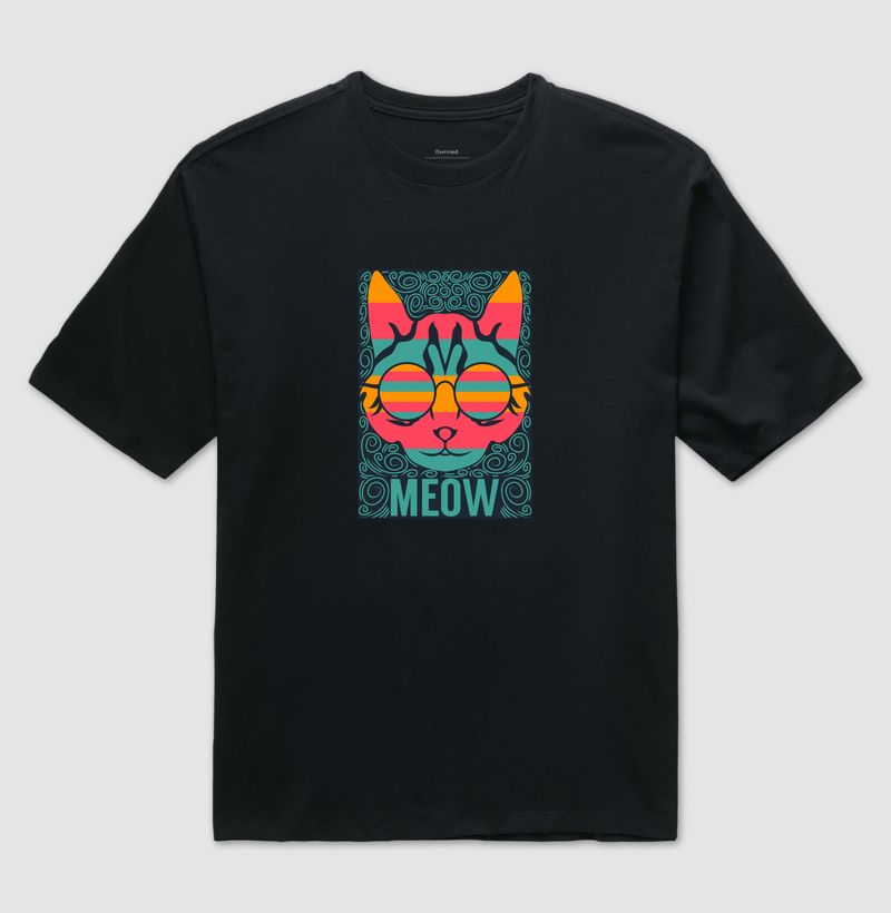Camiseta Pversized Cat Meow
