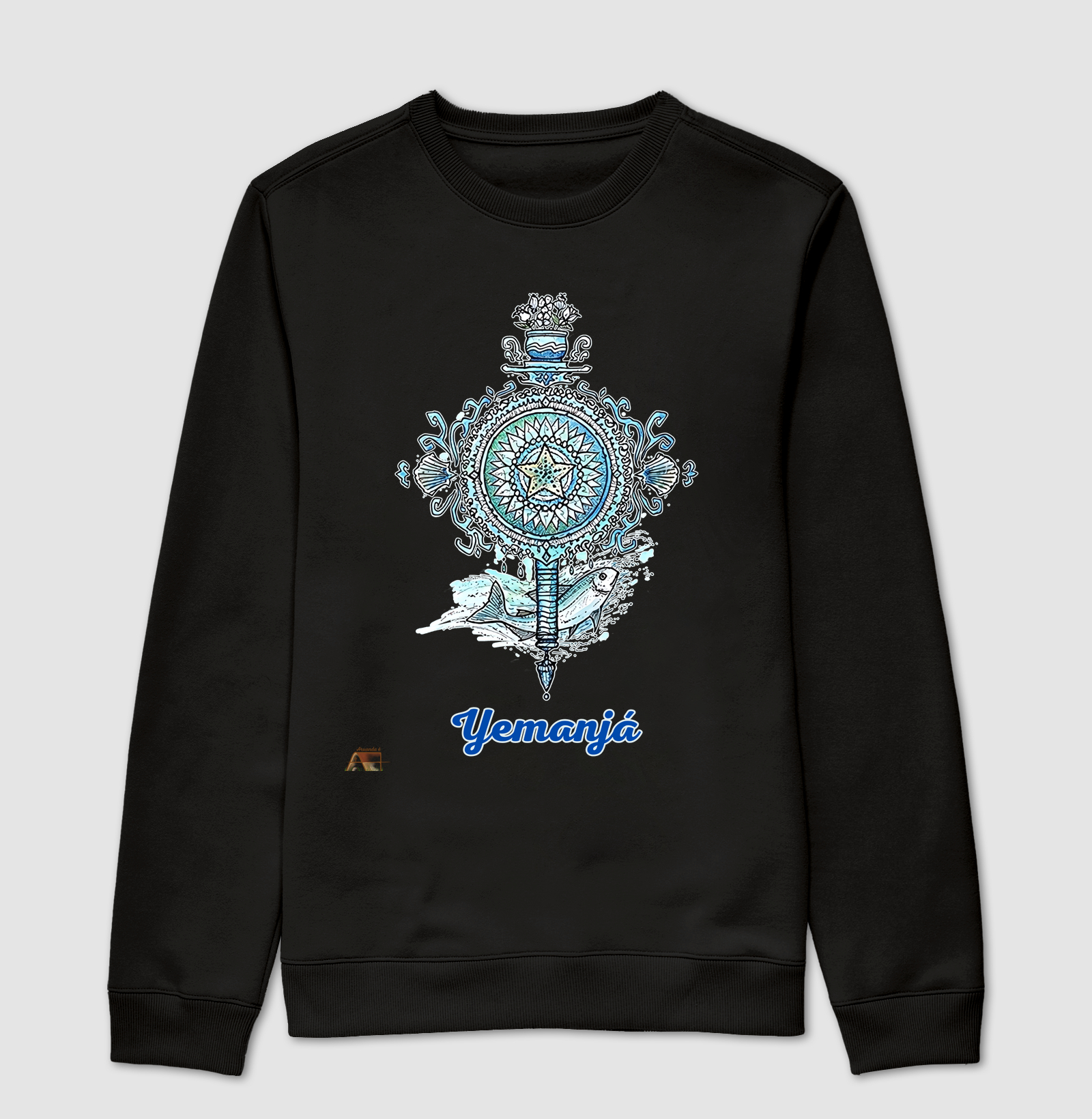 Camiseta Aruanda ê Abebê de Yemanjá Estilo em 100% Algodão