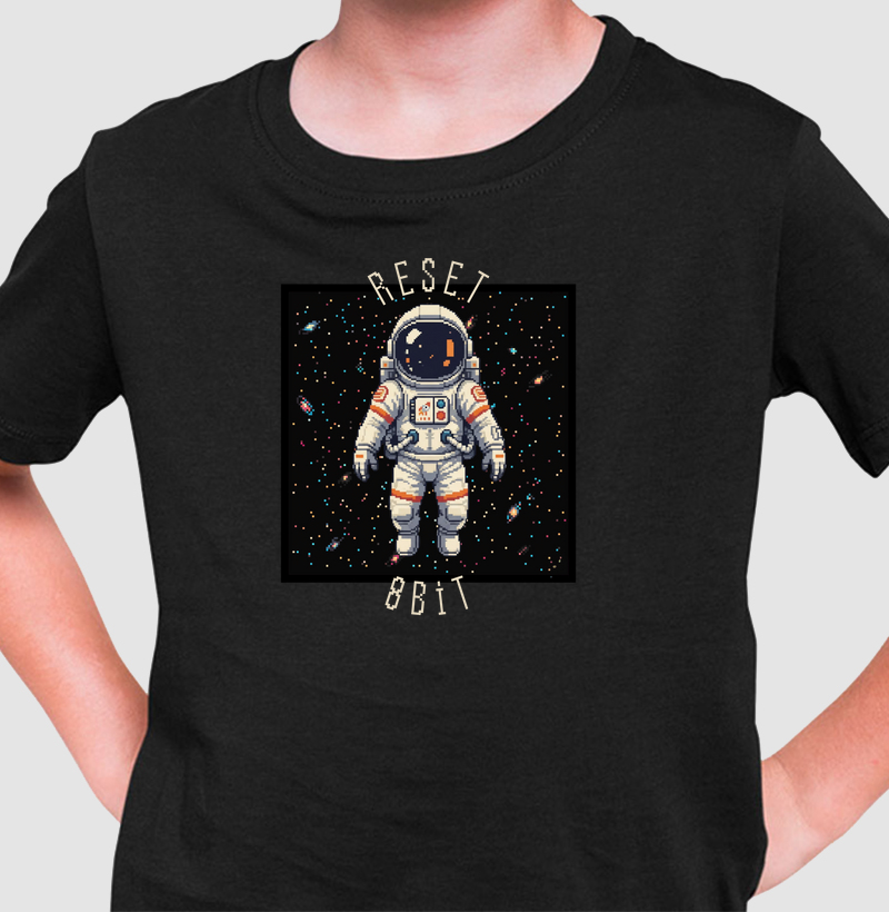 Camiseta Infantil Astronauta Reset8Bit