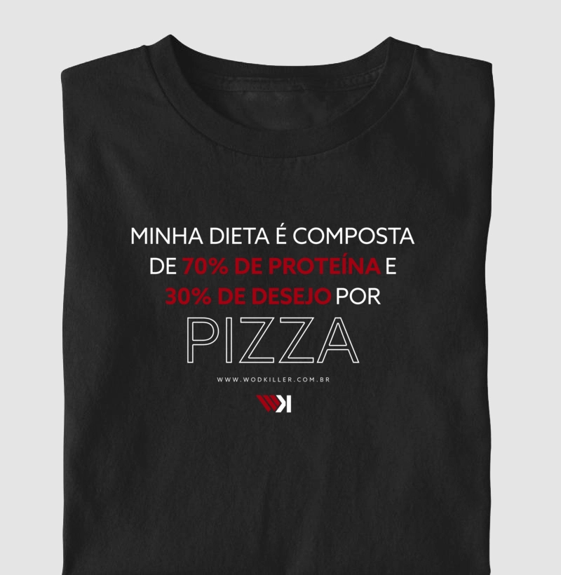 Camiseta Infantil 70% Proteína, 30% Desejo por Pizza