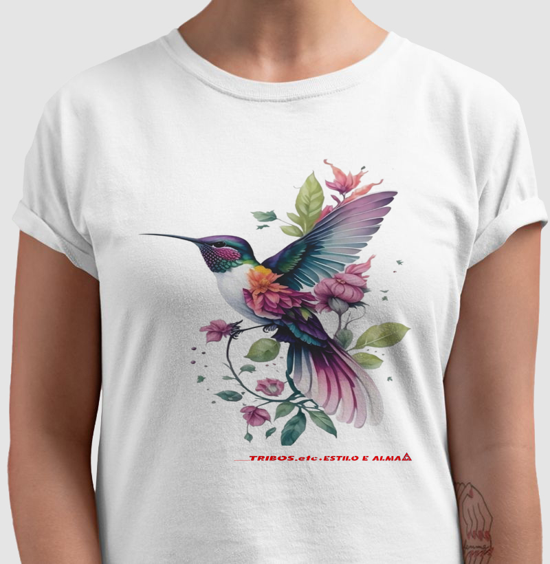 CAMISETA RESERVA.INK MASCULINA E FEMININA TRIBOS.etc BEIJA FLOR COLORIDO