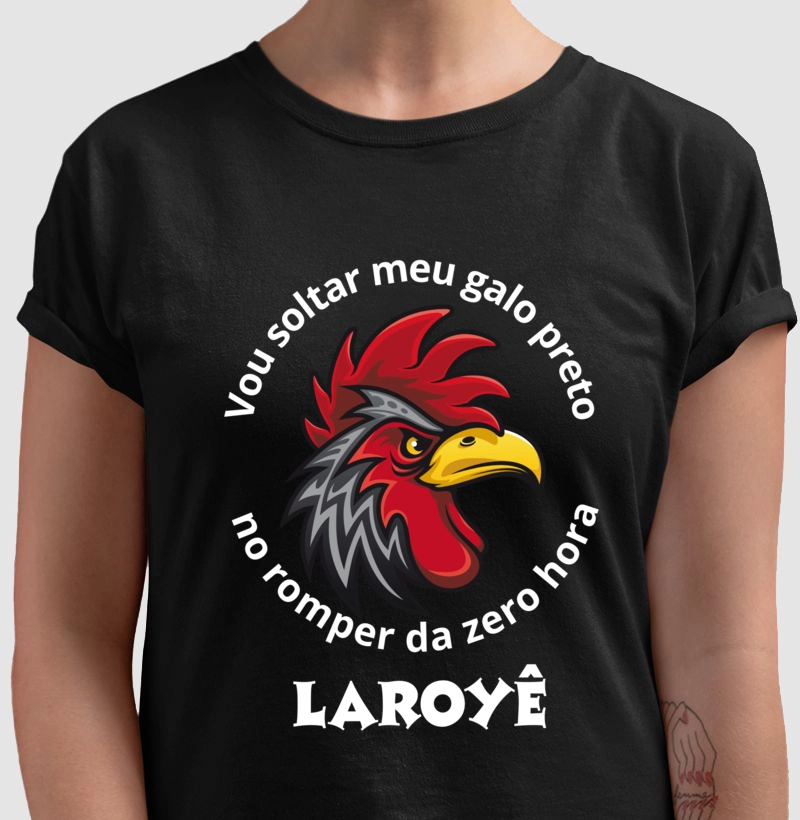 camiseta 100% Algodão - Galo Preto