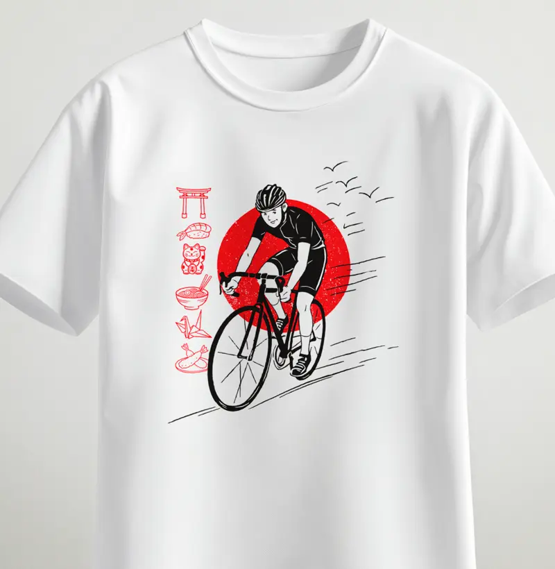 Desenho oriental ciclista