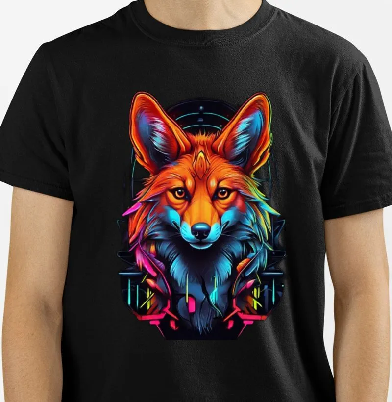 Camiseta Lobo Guará Rosa e Azul detalhado 