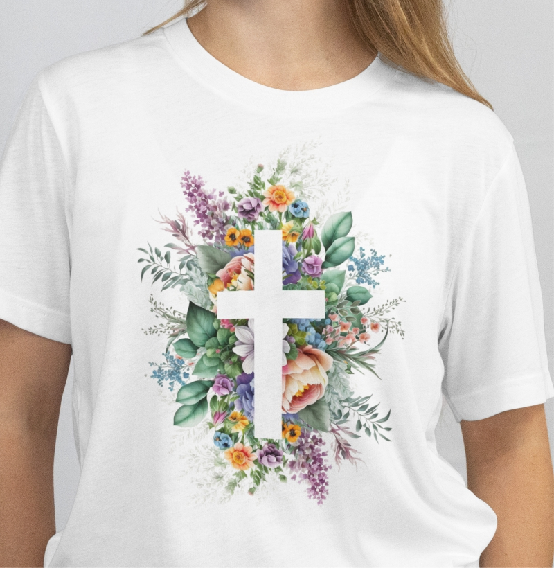 Camiseta cruz flores