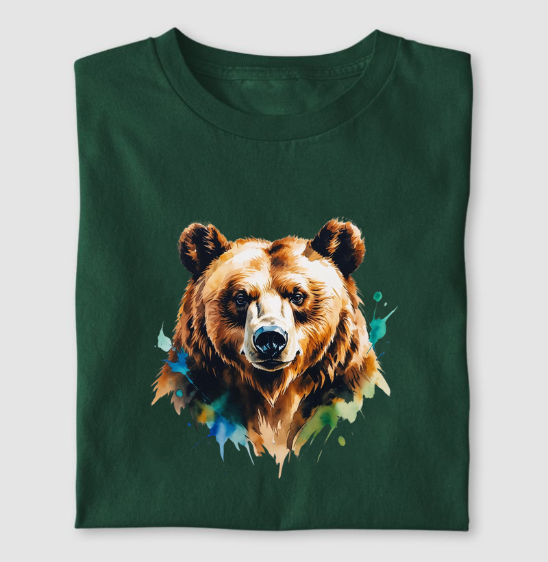 Urso Marrom Aquarela Azul