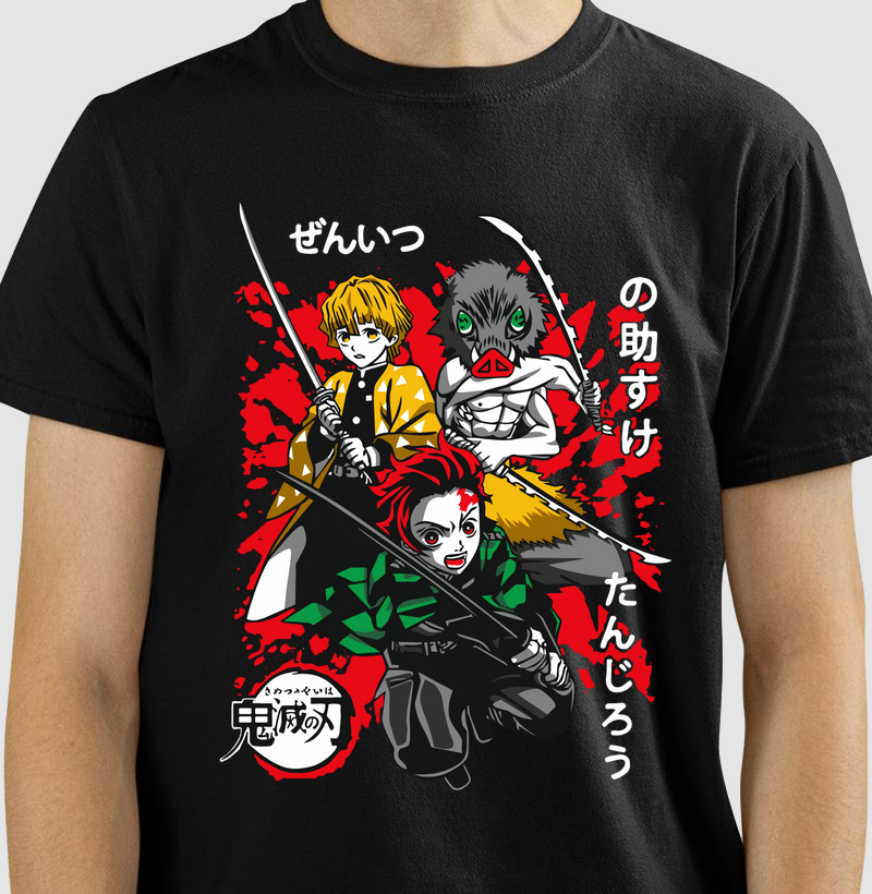 Camiseta Tanjiro, Inosuke, Zenitsu - Demon Slayer
