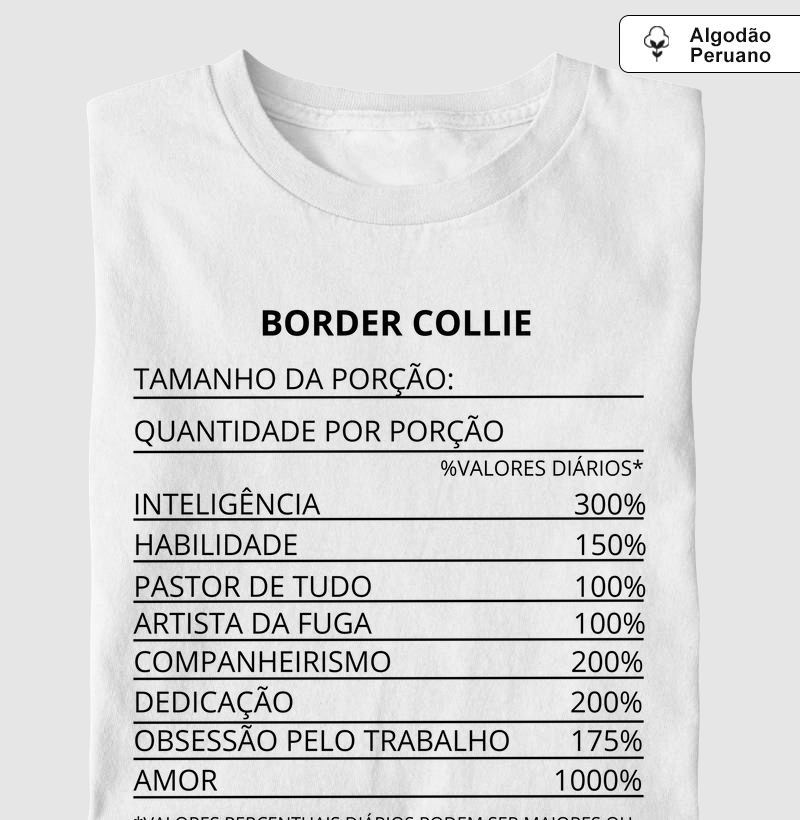 Tabela "nutricional" border collie