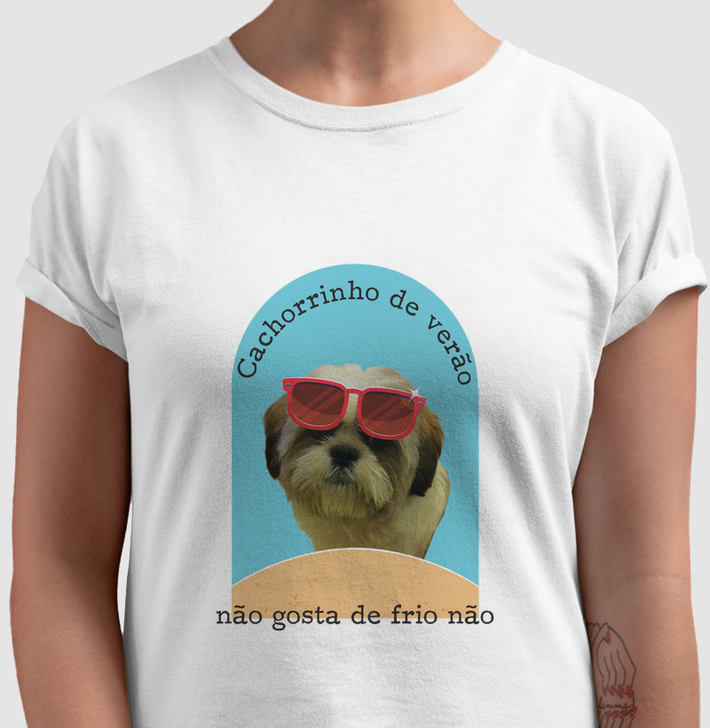 Camiseta Shih Tzu Cachorrinho de Verão