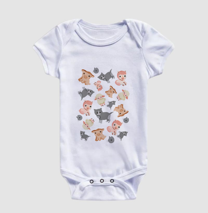 Body bebê Gatinho - Gatinhos na Fazenda