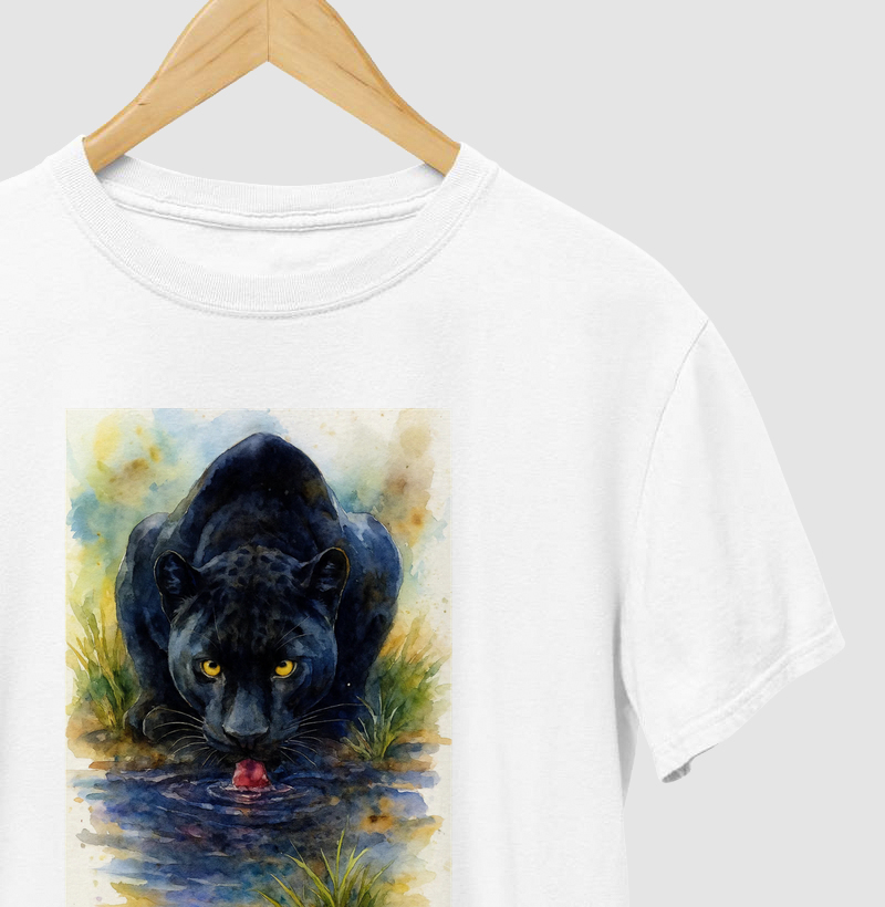 aquarela onça bebendo água