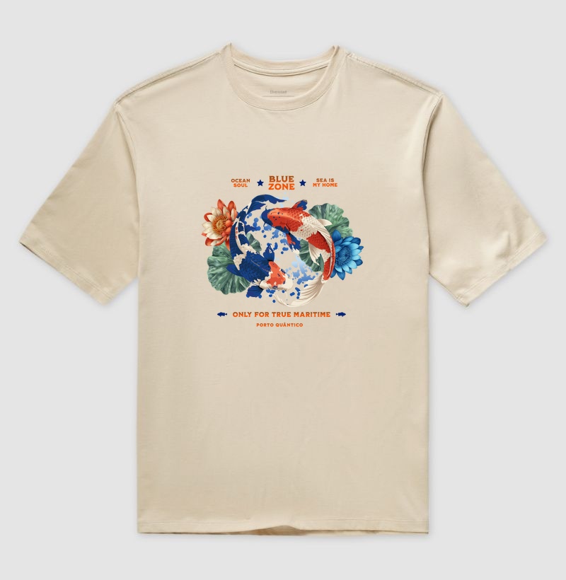 Camiseta Unissex Oversized 100% Algodão - Carpa Nishikigoi