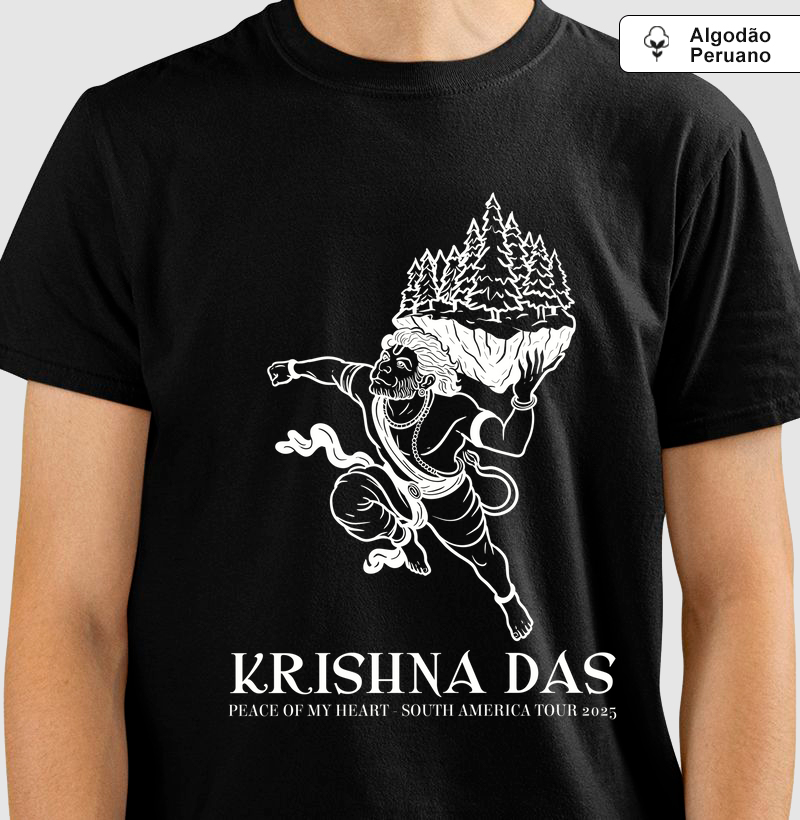 Hanuman Mountain - Camiseta Algodão Peruano - Estampa Branca