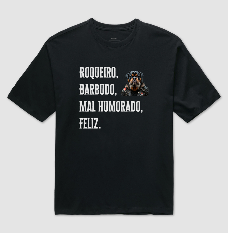 Roqueiro, barbudo, mal humorado e feliz