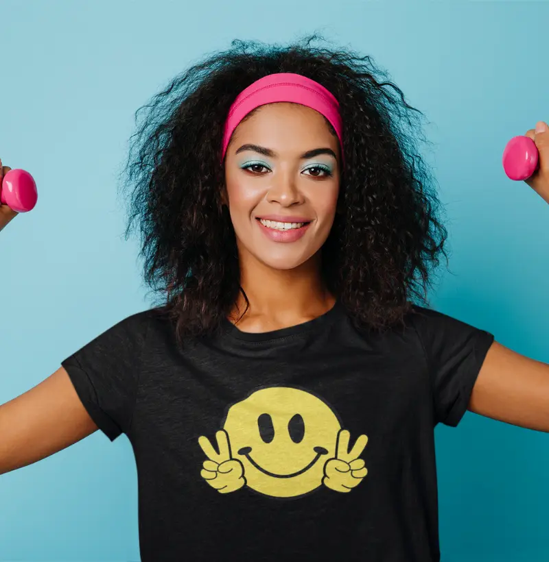 Esportiva Smiley Paz | T-shirt Sorriso Feliz | Roupa Fitness Positiva
