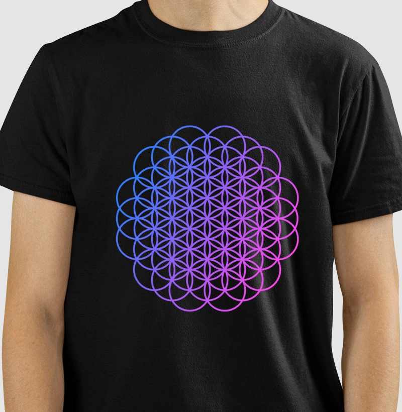 Camiseta Geometria Sagrada: Flor da Vida III (Masc & Fem • Preta & Branca)