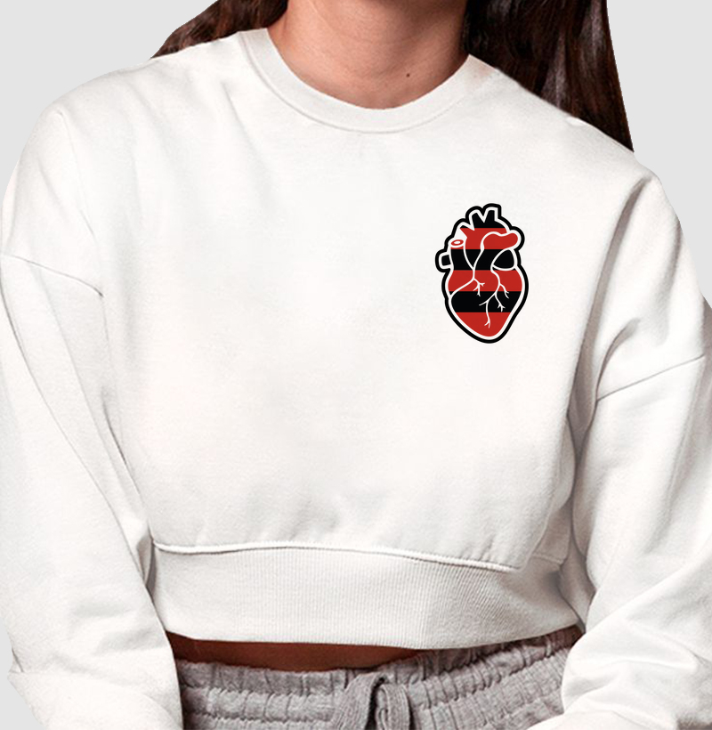 Cropped Coração Vermelho e Branco