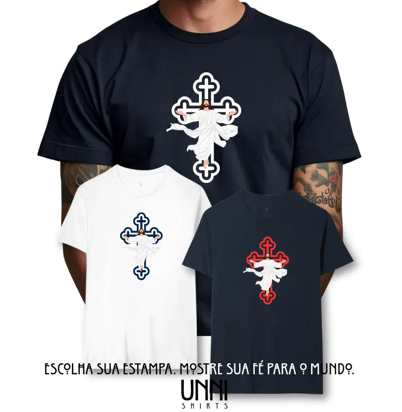 Estampa Jesus Cruz Preta Masc.
