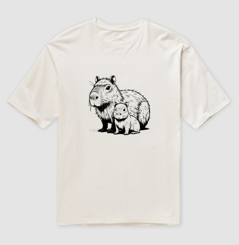 Camiseta Oversized Animalis 100% Algodão Capivara