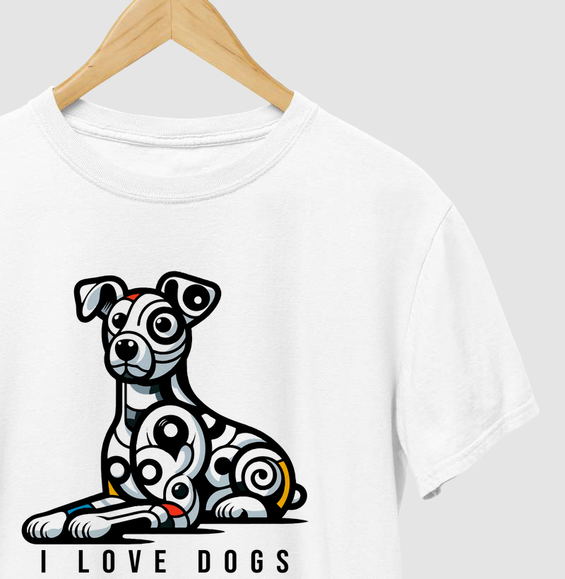 Camiseta Cachorro Pose Arte - I love dogs