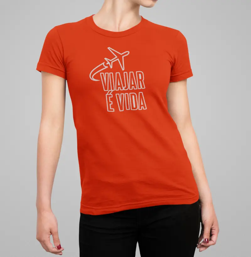 Camiseta Feminina - Viajar é Vida - Código: N25E04