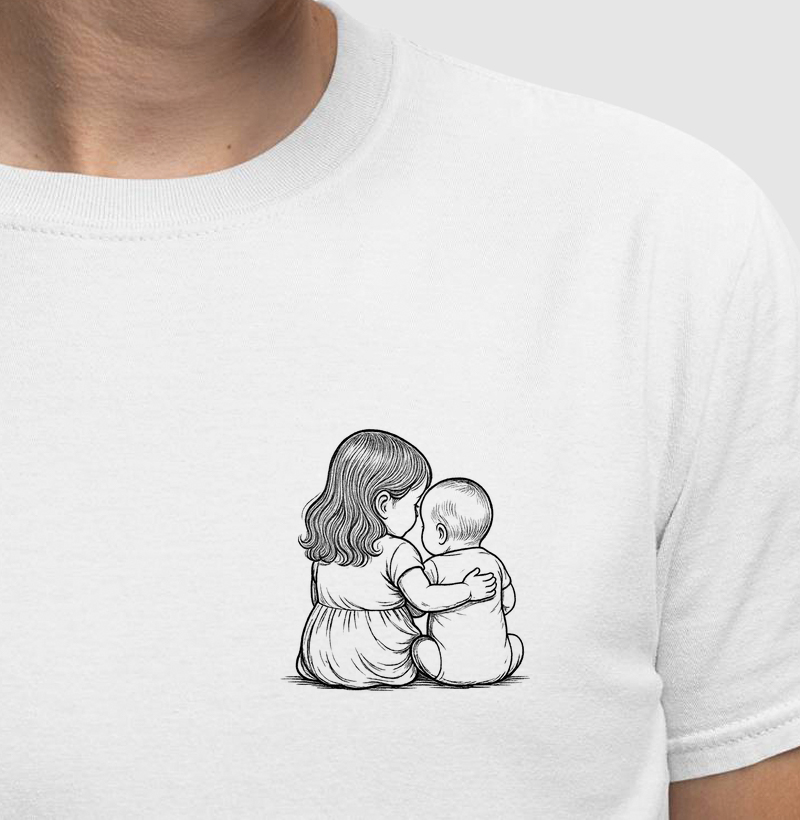 Abraço - criança menina 2 anos e bebê 6 meses
