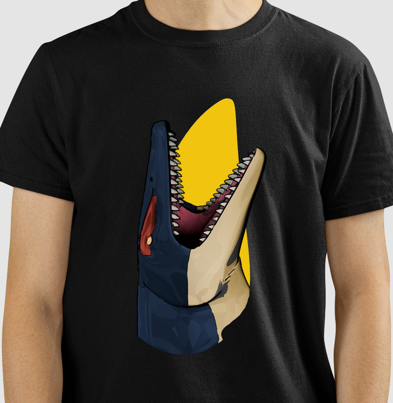 Camisa Algodão Estampada Mosassauro Mandíbula Mortal Premium