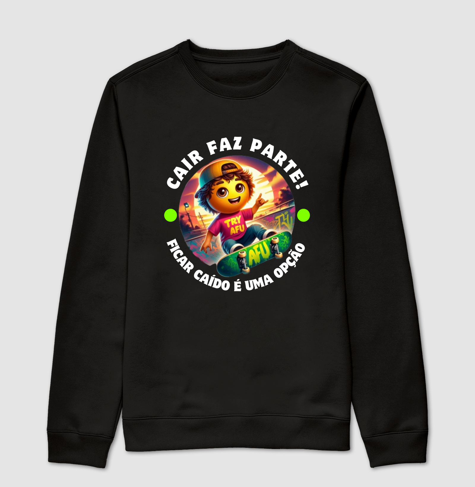 Camiseta Estampa Exclusiva Try Afú – "Cair faz parte, permanecer caído é uma opção".
