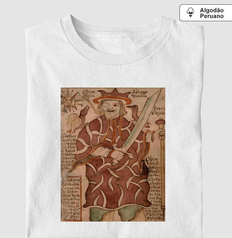 Camiseta Algodão Peruano Odin: Runa, Sangue e Visão