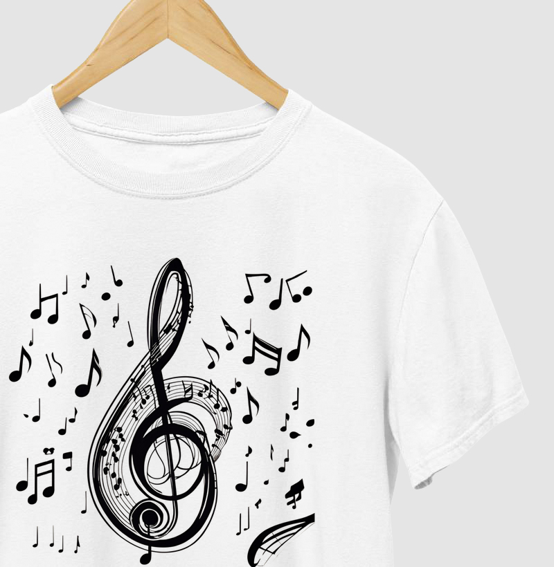 camiseta notas musicais