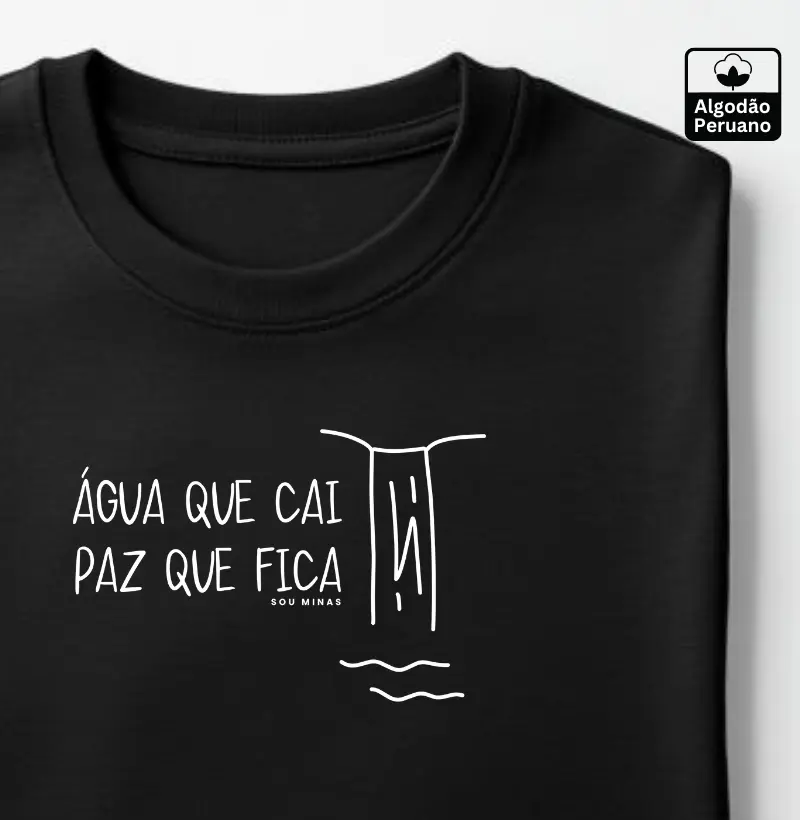 Camiseta algodão pima Água que Cai - Qualidade Reserva Ink