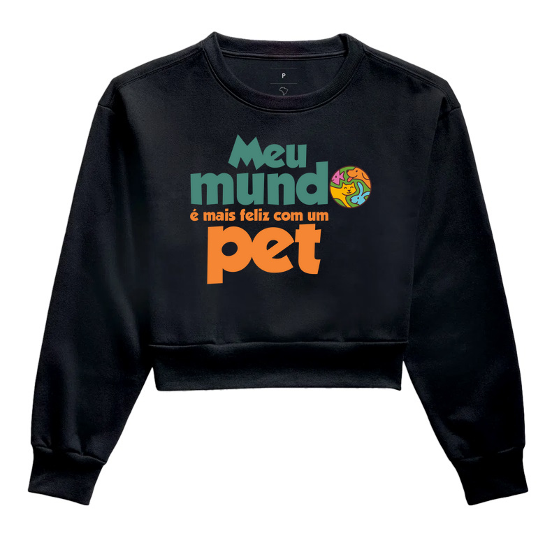 Moletom cropped Mundo Feliz