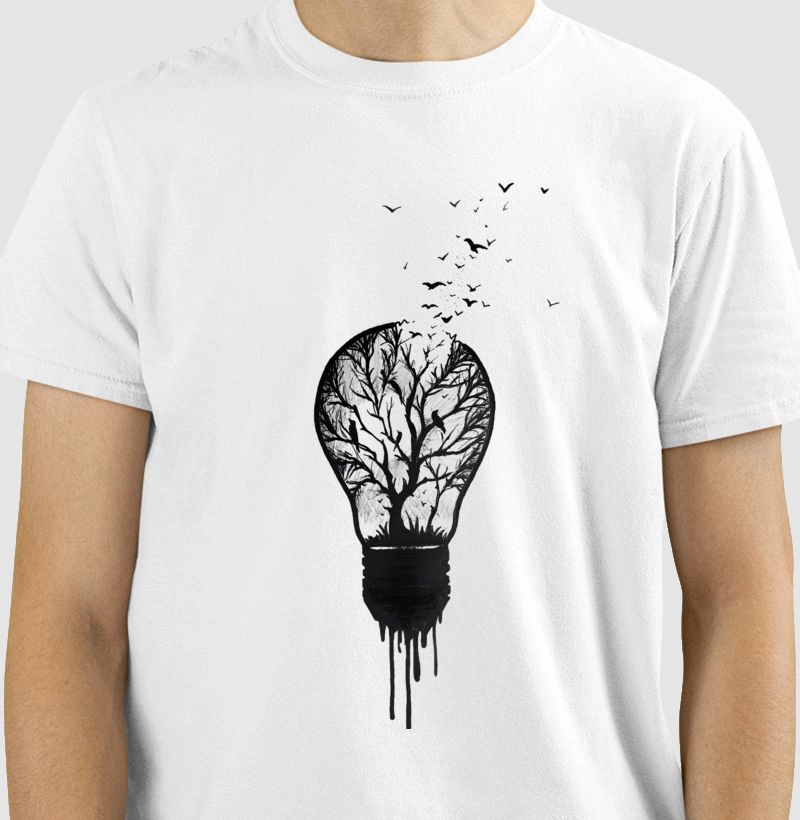 Light bulb birds flying