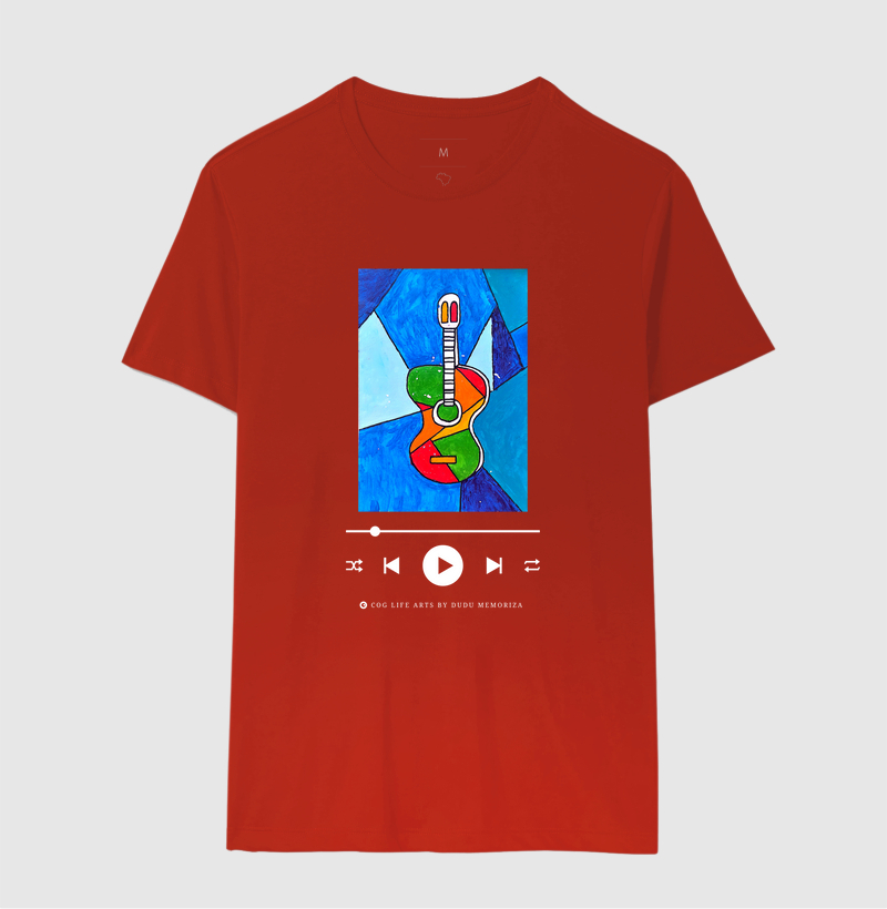 Camiseta Adulto Vermelha Violão by Dudu Memoriza