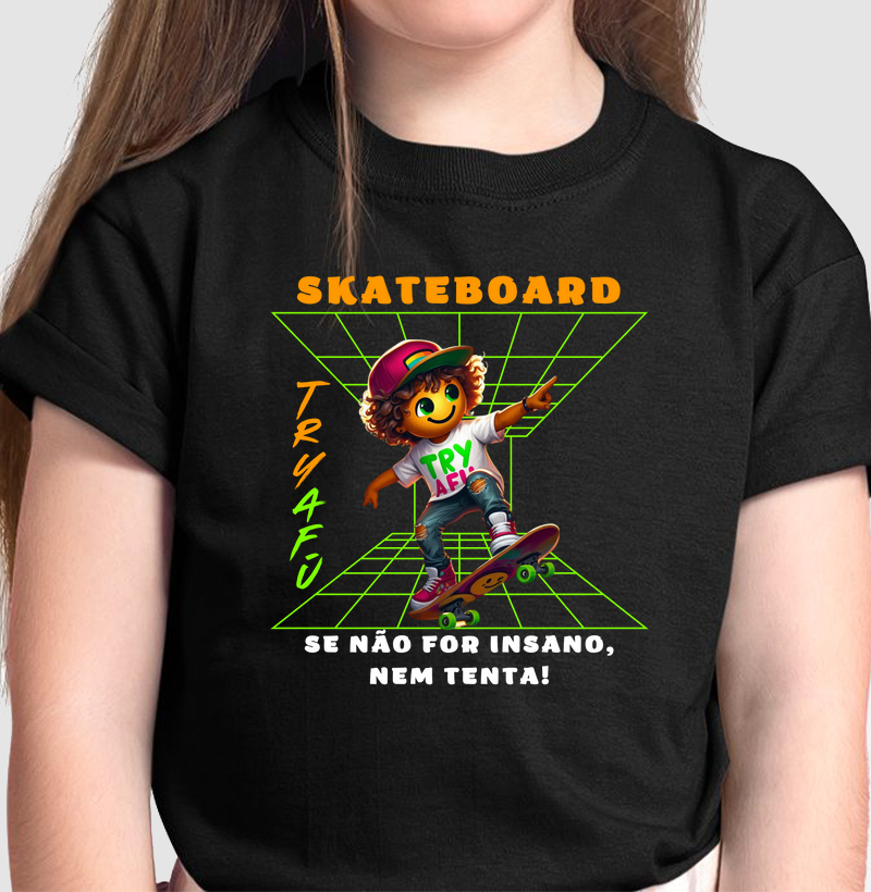 🔥🛹  Camiseta Infantil Try Afú – Para os Pequenos Skatistas com Grande Atitude! 🛹🔥
